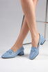 Blue Color Low Heeled Shoes