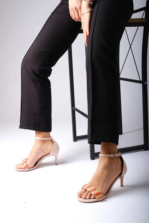 Bej Single Band Heeled Shoes