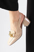 Nude Colored Patent Leather Heeled Shoes