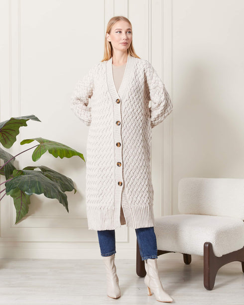 كارديغان طويل باللون البيج