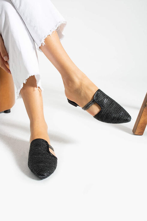 Women's Black Knitted Slippers