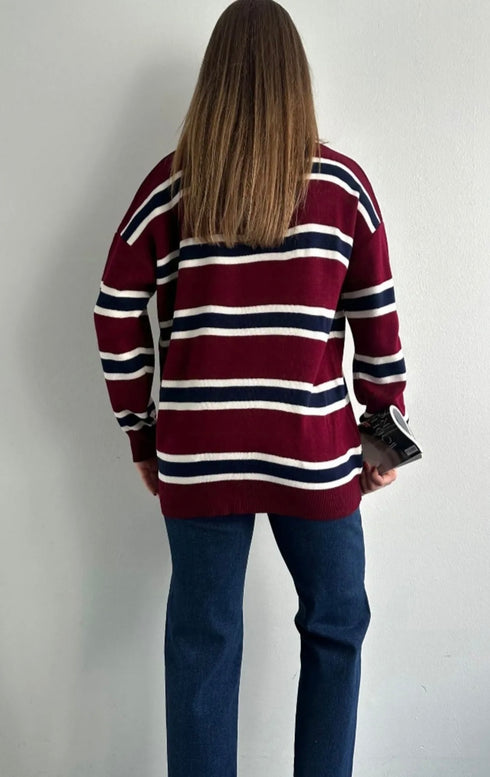 كنزة تريكو مخططة بولو