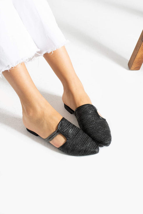 Women's Black Knitted Slippers