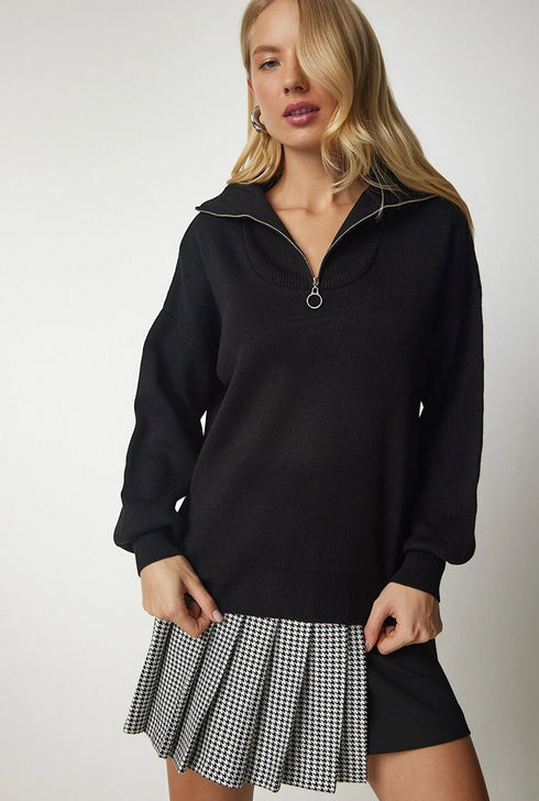 WOMEN BLACK KNITWEAR SWEATER