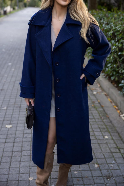 معطف نسائي طويل - كحلي