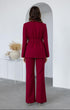 طقم نسائي رسمي بحزام - لون بوردو