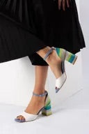 حذاء نسائي صيفي بكعب عالٍ متعدد الألوان