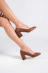 Camel Leather Pointed Toe Low Heel