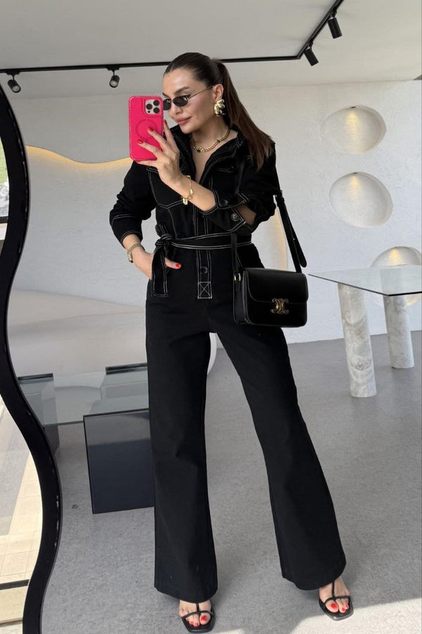 جمبسوت جينز لون أسود