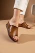 Camel Wedge Heeled Women's Slippers