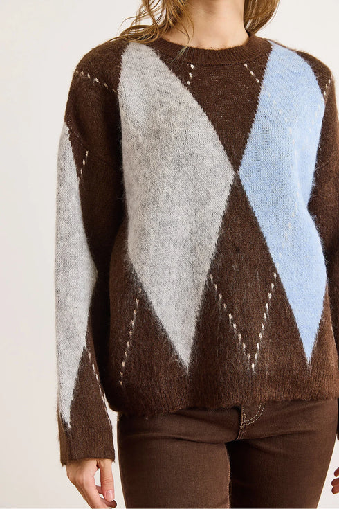 كنزة صوف ناعم - بني