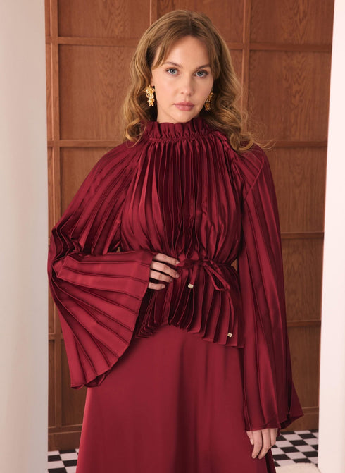 طقم تنورة أنيق باللون البوردو