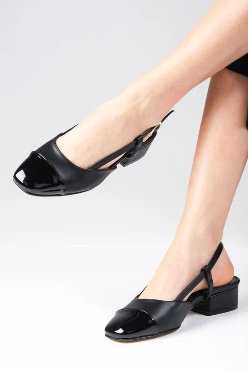 Black Color Low Heeled Shoes