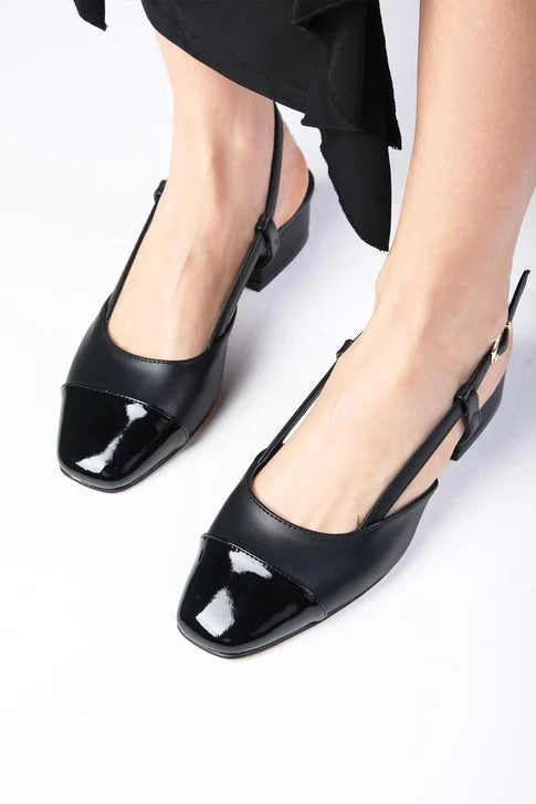 Black Color Low Heeled Shoes