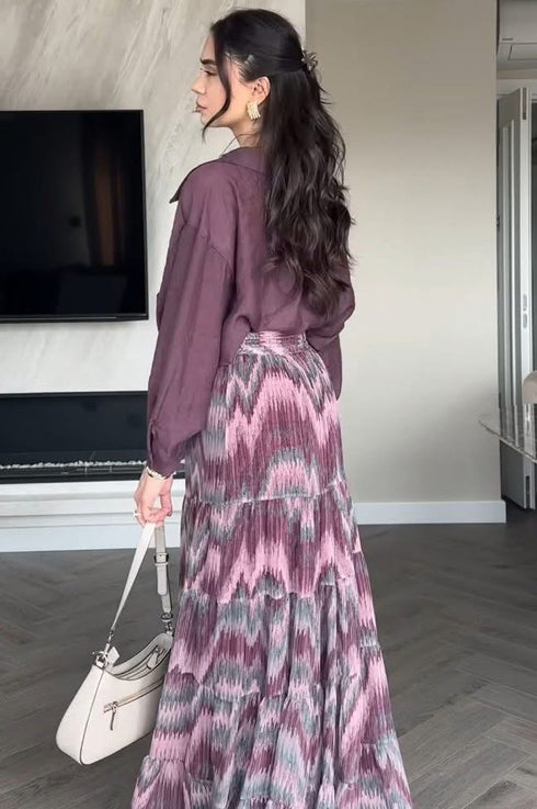 تنورة طويلة - وردي