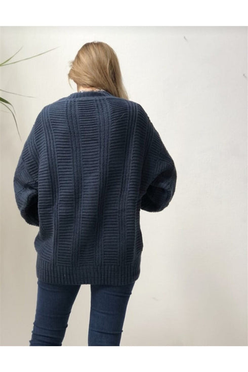 كارديغان نسائي- أزرق غامق