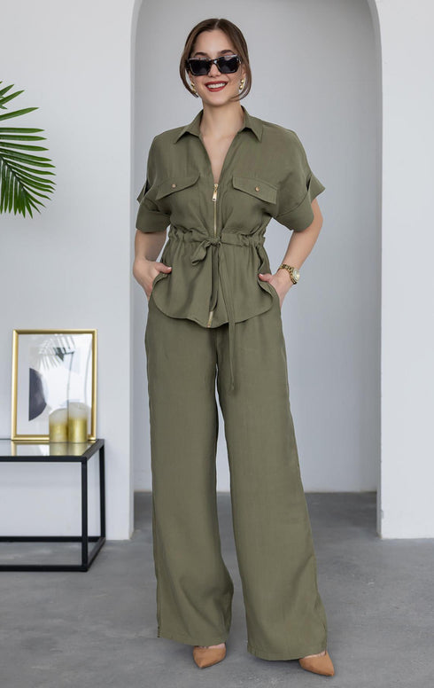 طقم نسائي- زيتي