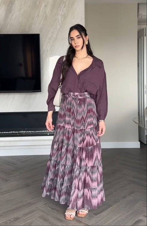 تنورة طويلة - وردي