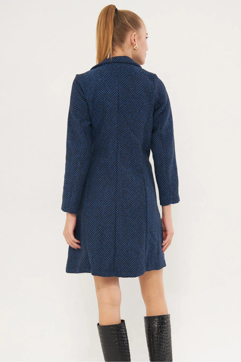 معطف نسائي مخطط لون أزرق