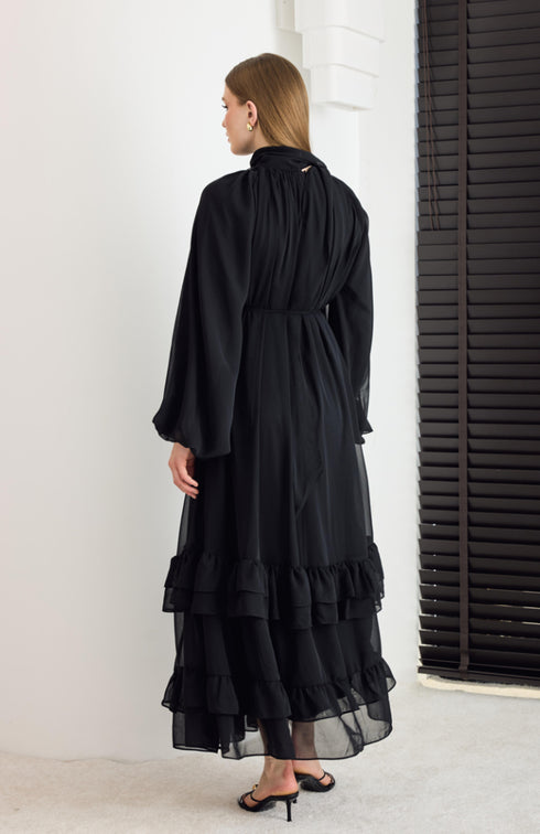 فستان شيفون - أسود