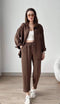 طقم كاجوال من قطعتين باللون البني