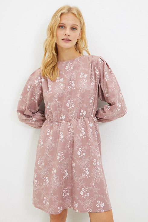 فستان خصر - وردي مجفف