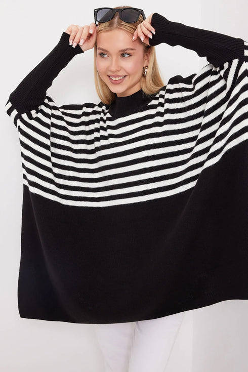 كنزة - تريكو مخططة لون أسود