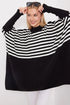 كنزة - تريكو مخططة لون أسود