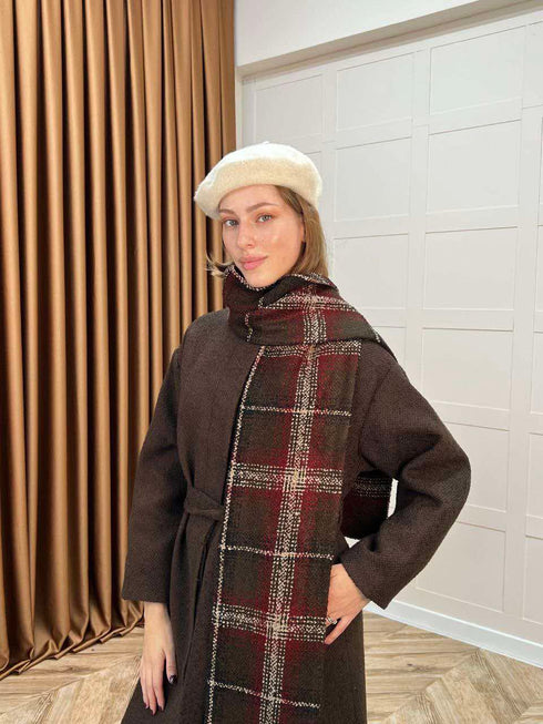 جكيت جوخ مع سكارف - بني