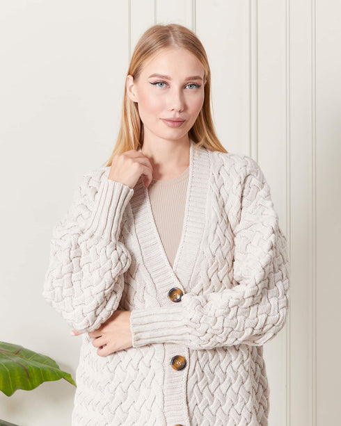 كارديغان طويل باللون البيج