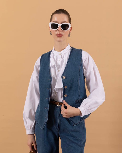 طقم جينز فاتح فزت وبنطلون