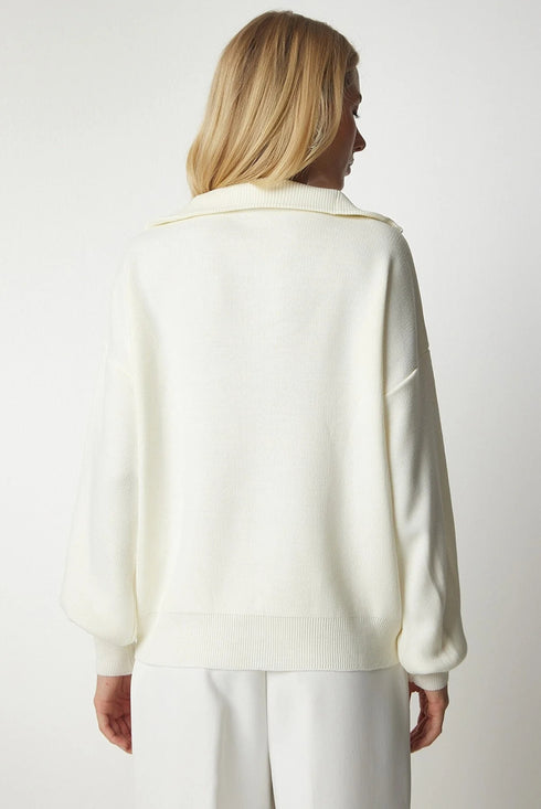 WOMEN ECRU KNITWEAR SWEATER
