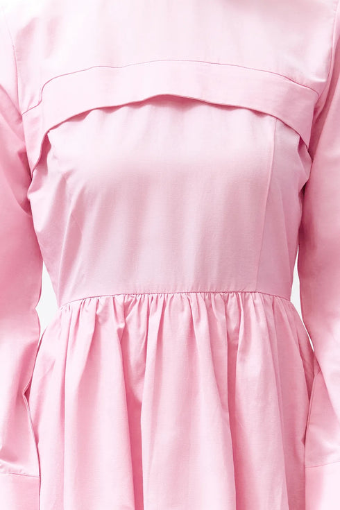 فستان نسائي سادة باللون الوردي