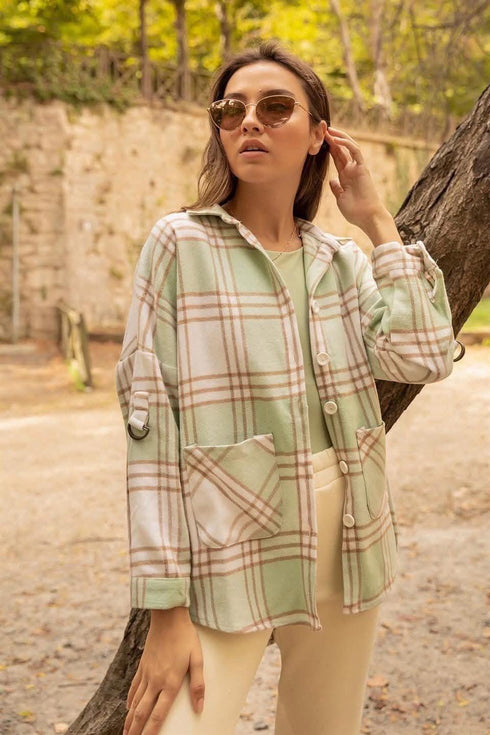 قميص نسائي كاروهات- أخضر