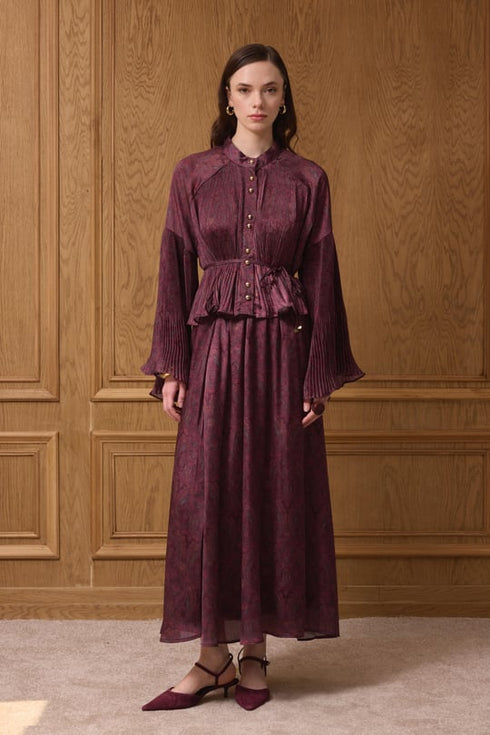 طقم تنورة - برغندي