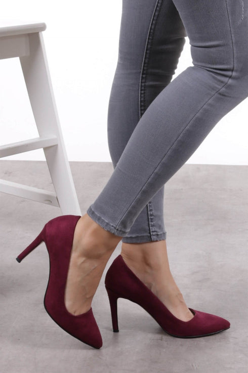 حذاء كعب عالي شامواه لون بوردو