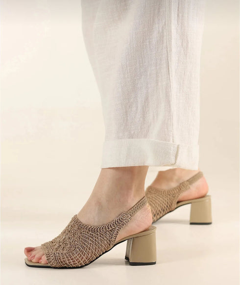 صندل بكعب عالي - بيج