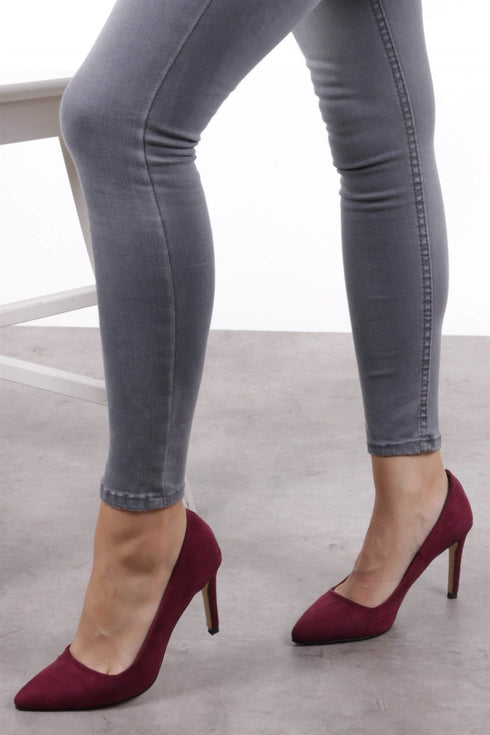 حذاء كعب عالي شامواه لون بوردو