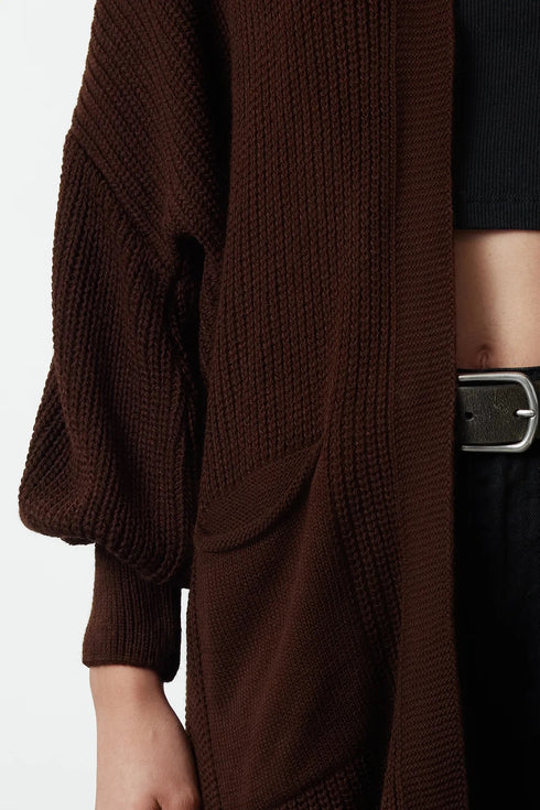 كارديغان تريكو طويل لون بني