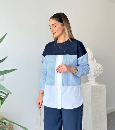 قميص نسائي باللون الأزرق