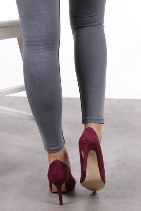 حذاء كعب عالي شامواه لون بوردو