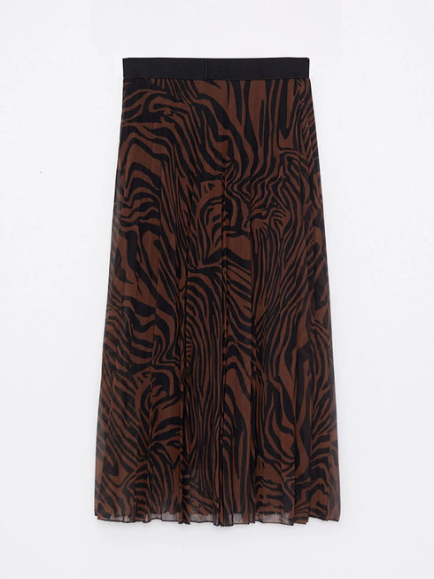 تنورة كسرات نفشة زيبرا - بني