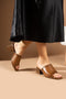 Camel Thick Heeled Women's Slippers