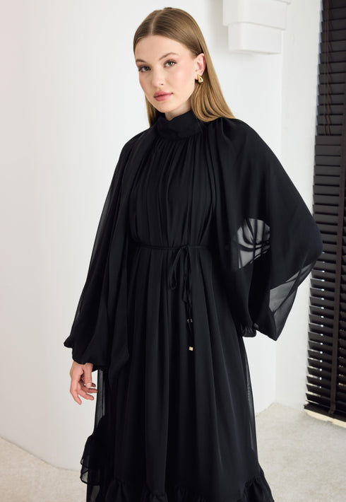 فستان شيفون - أسود