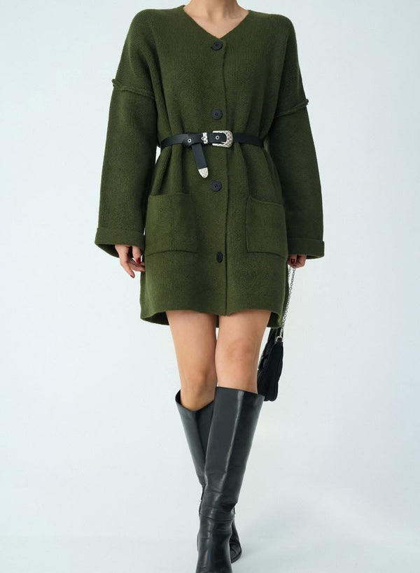 كارديجان صوف ناعم - زيتي