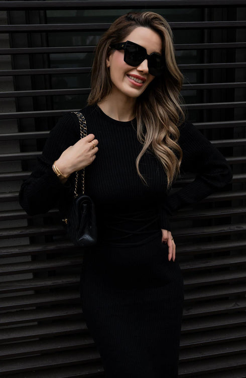 فستان تريكو - أسود