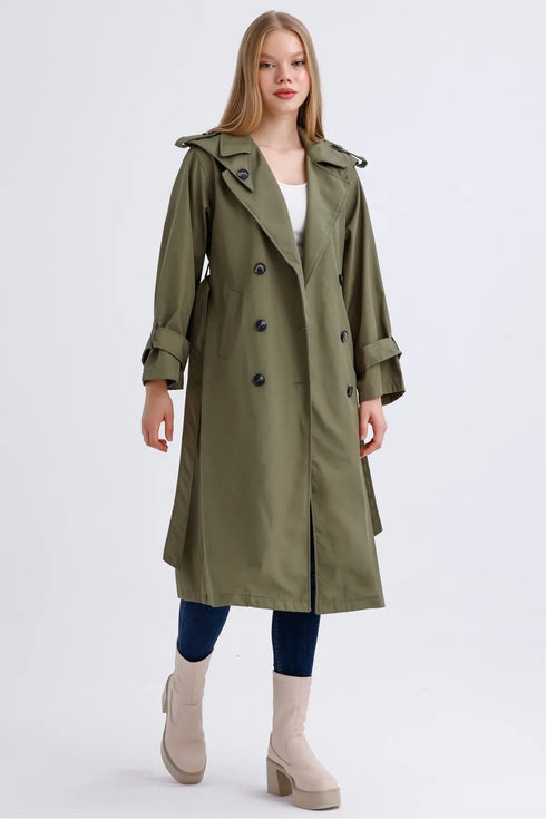 ترانشكوت وتر بروف باللون الزيتي