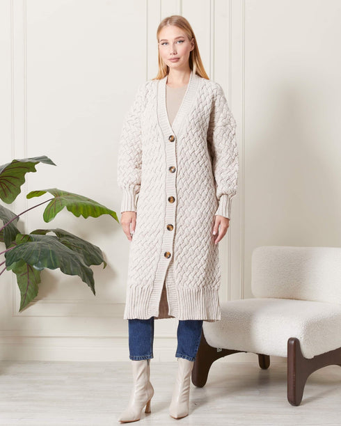 كارديغان طويل باللون البيج