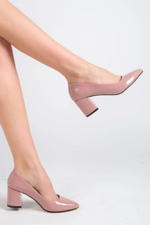 Salmon Leather Pointed Toe Low Heel