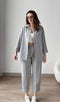 طقم كاجوال من قطعتين باللون الرمادي